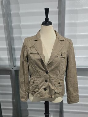 Madison Khaki Tailored Utility Blazer Jacket Size 14